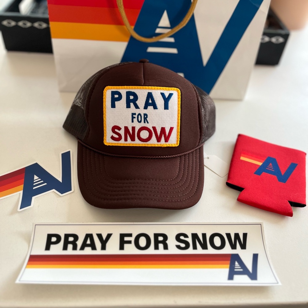 - NWT AVIATOR NATION PRAY FOR SNOW  TRUCKER HAT and Swag Brown